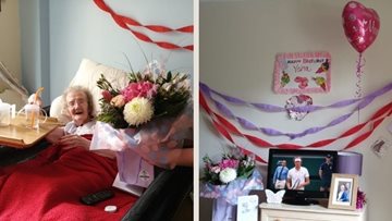 Salford care home Residents make banner to mark 94th birthday celebrations
